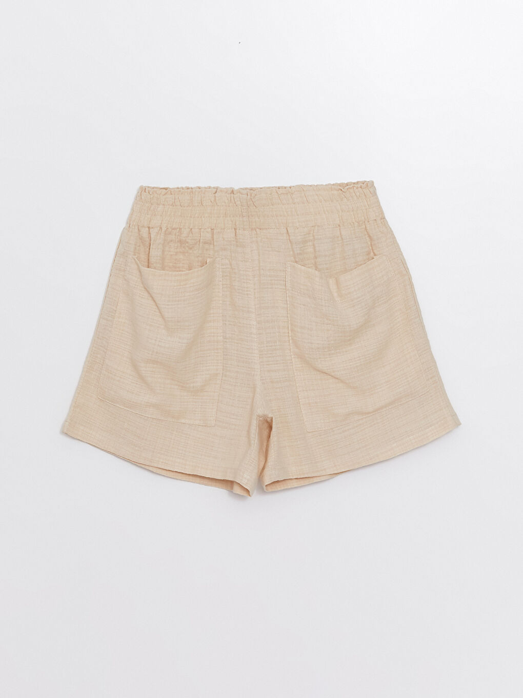 Bej Beli Lastikli Kadın Şort Pijama Altı-1