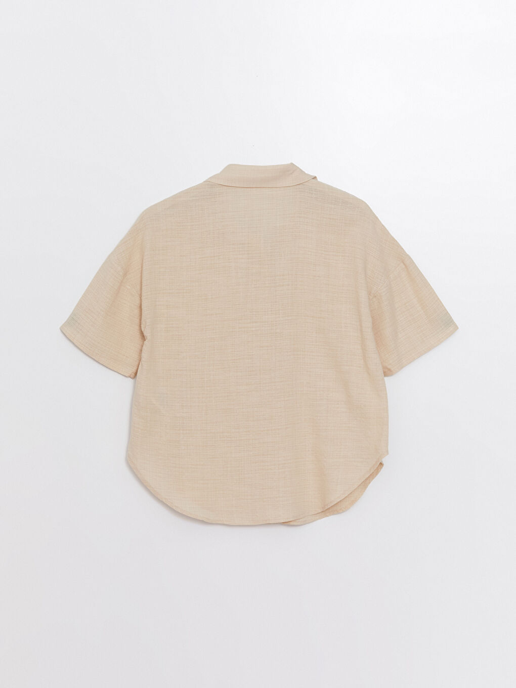 Bej Gömlek Yaka Kadın Pijama Üstü-1