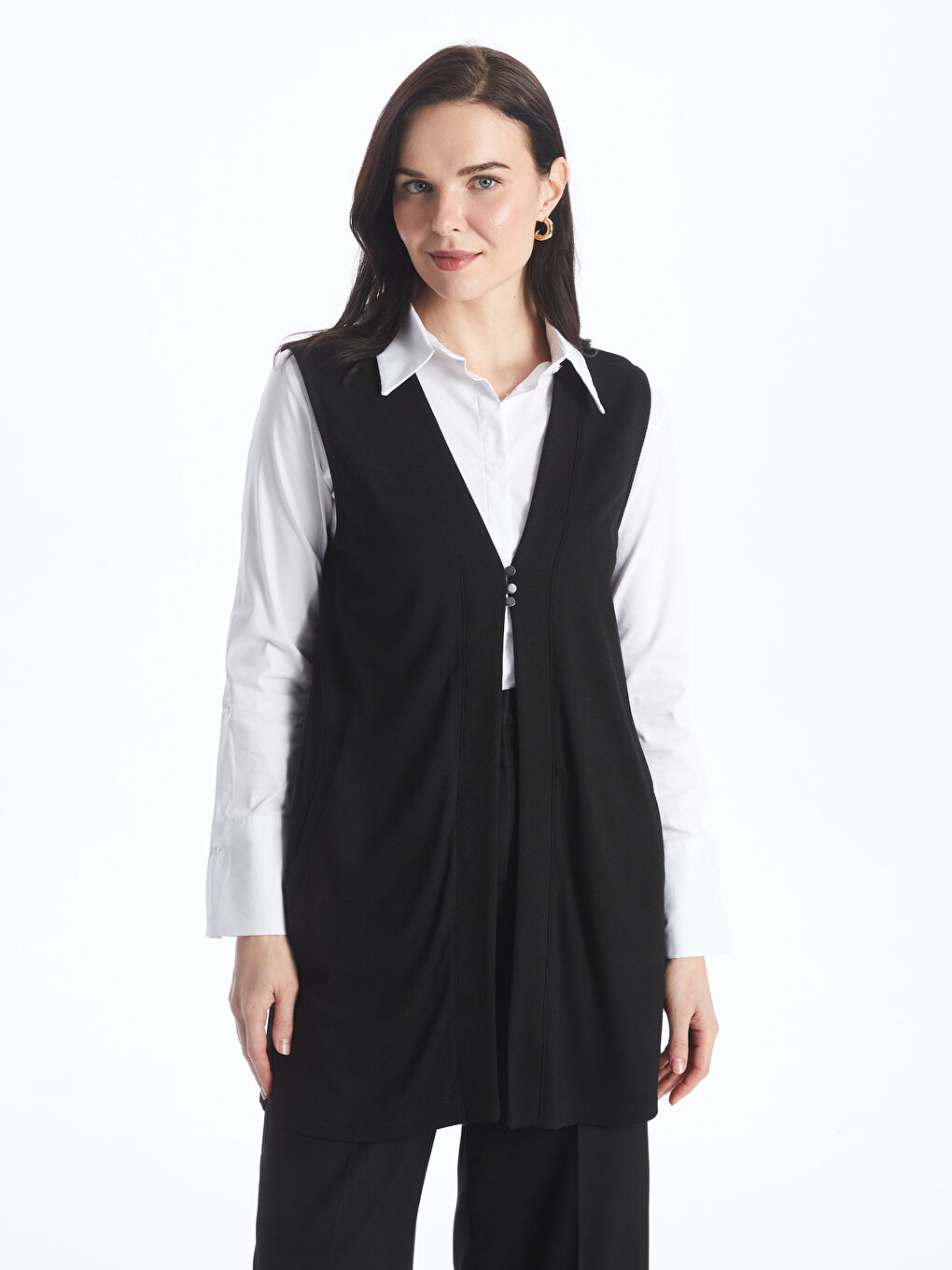 V Neck Regular Women's Vest -S4H067Z8-CVL