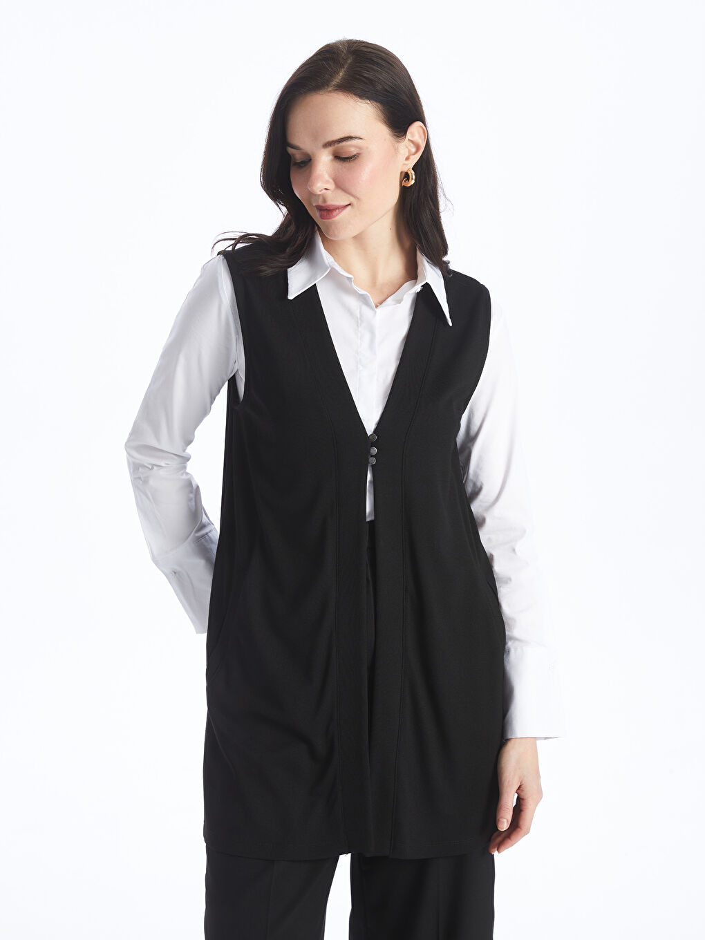 V Neck Regular Women's Vest -S4H067Z8-CVL