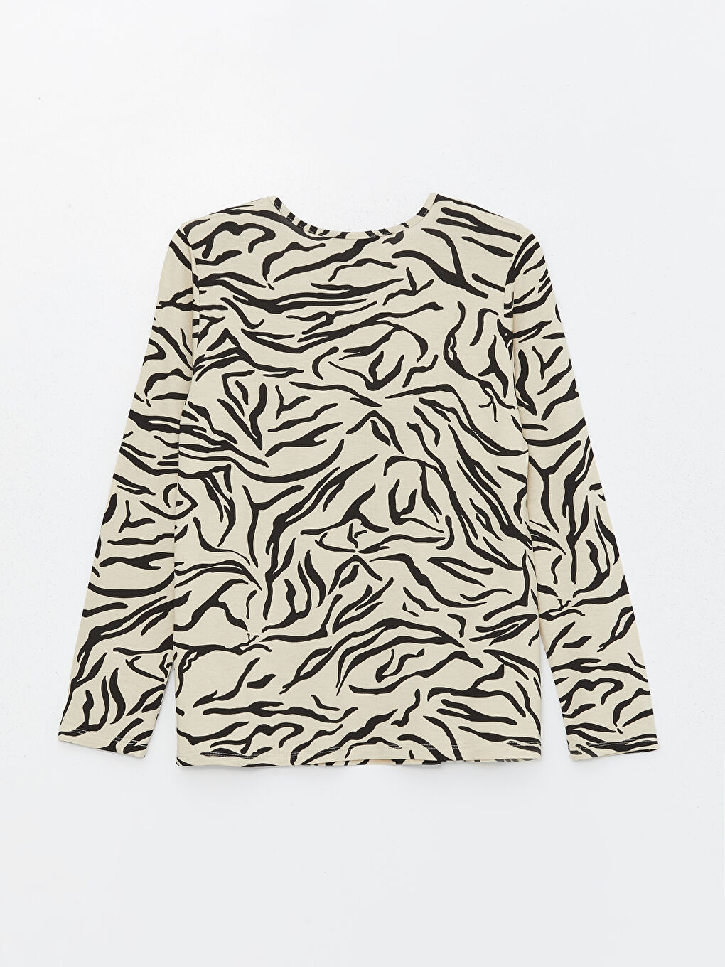 Crew Neck Patterned Long Sleeve Women's T-shirt -S4H107Z8-LQB