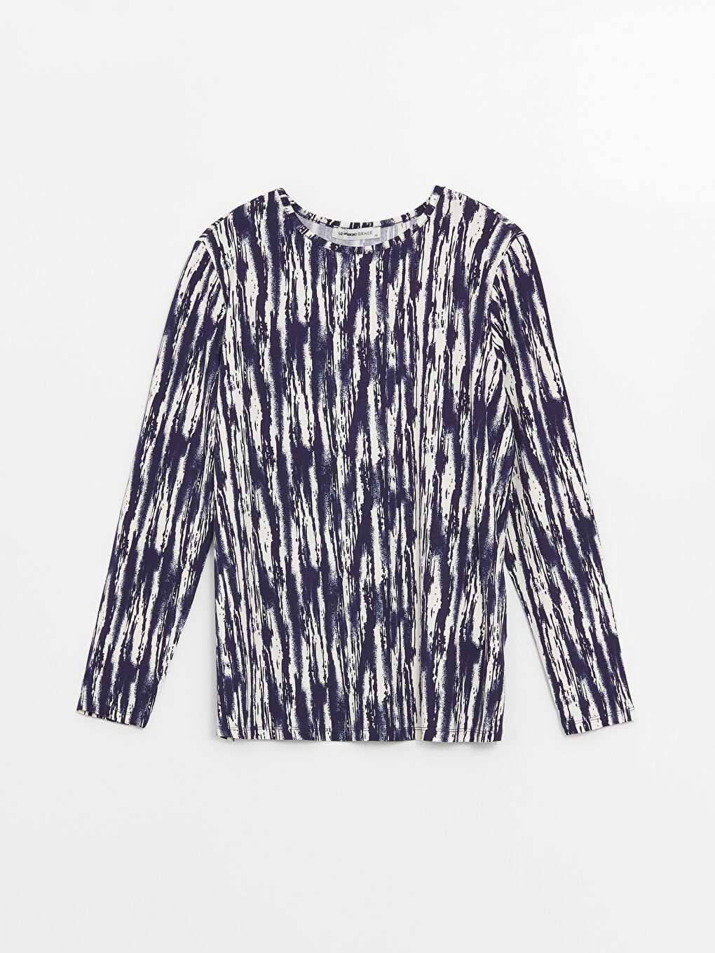 Crew Neck Patterned Long Sleeve Women's T-shirt -S4H107Z8-LSG