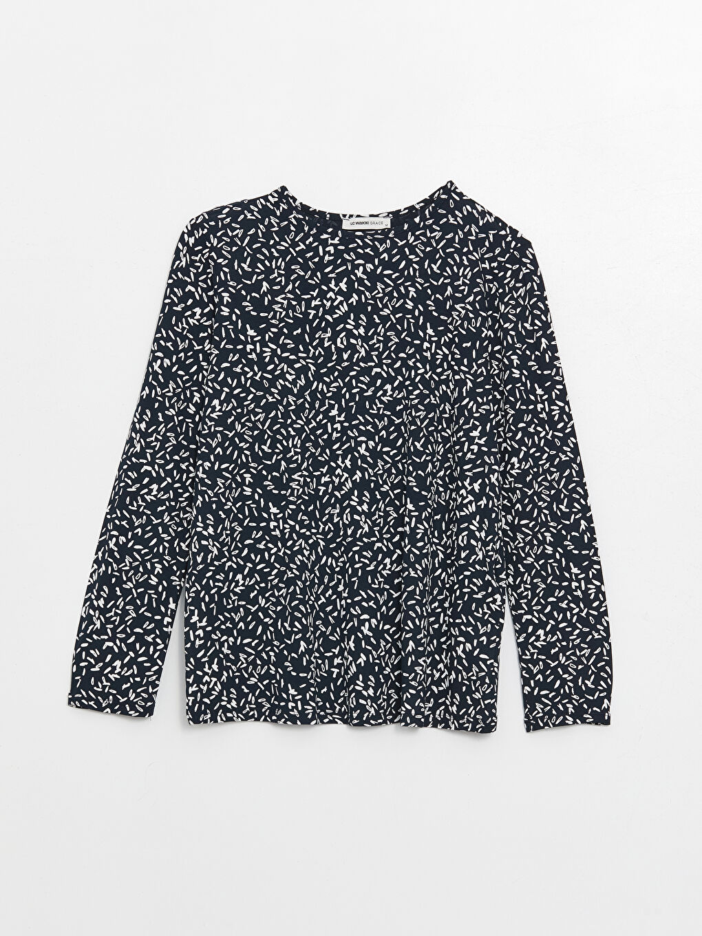 Crew Neck Patterned Long Sleeve Women's T-shirt -S4H107Z8-LSJ