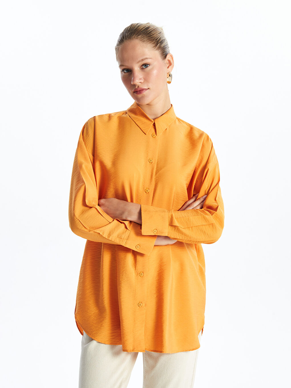 تونيك قميص سادة واسع للسيدات