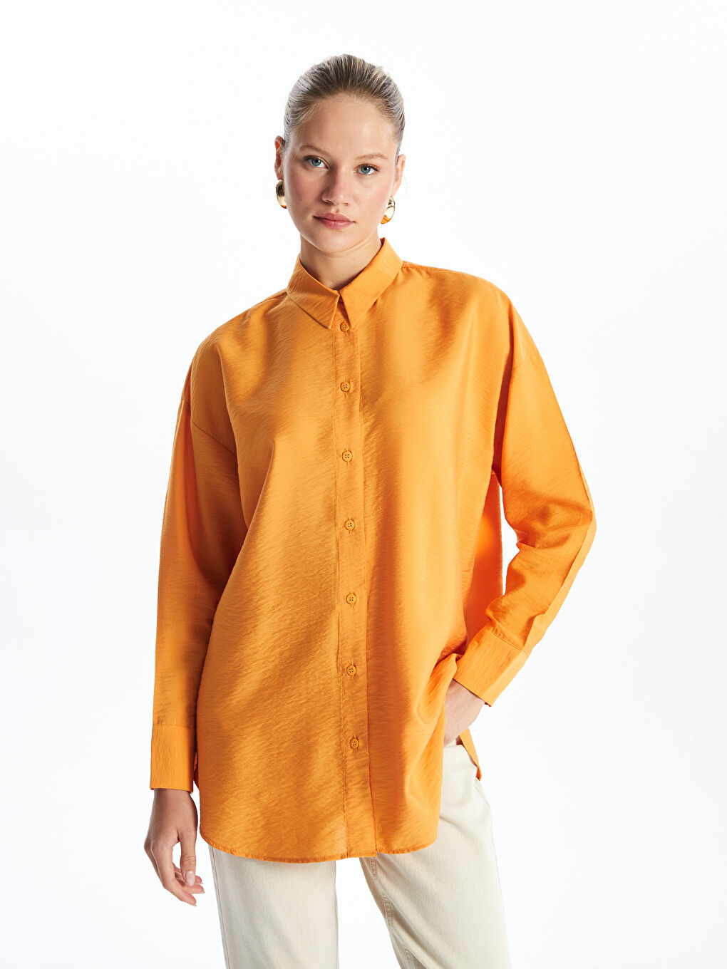 تونيك قميص سادة واسع للسيدات-1