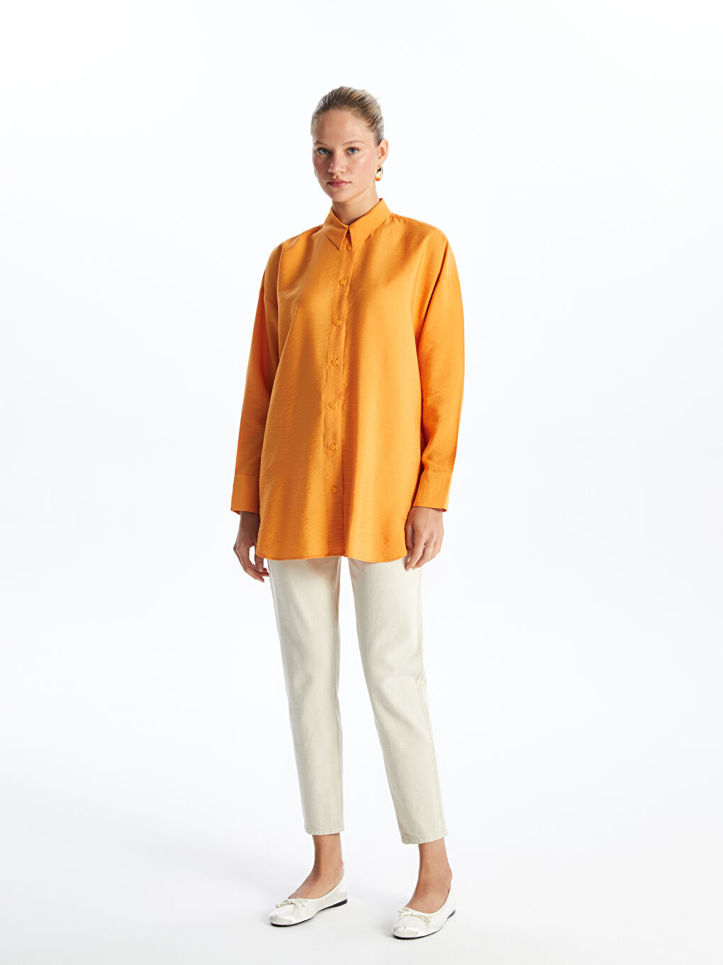 تونيك قميص سادة واسع للسيدات-2