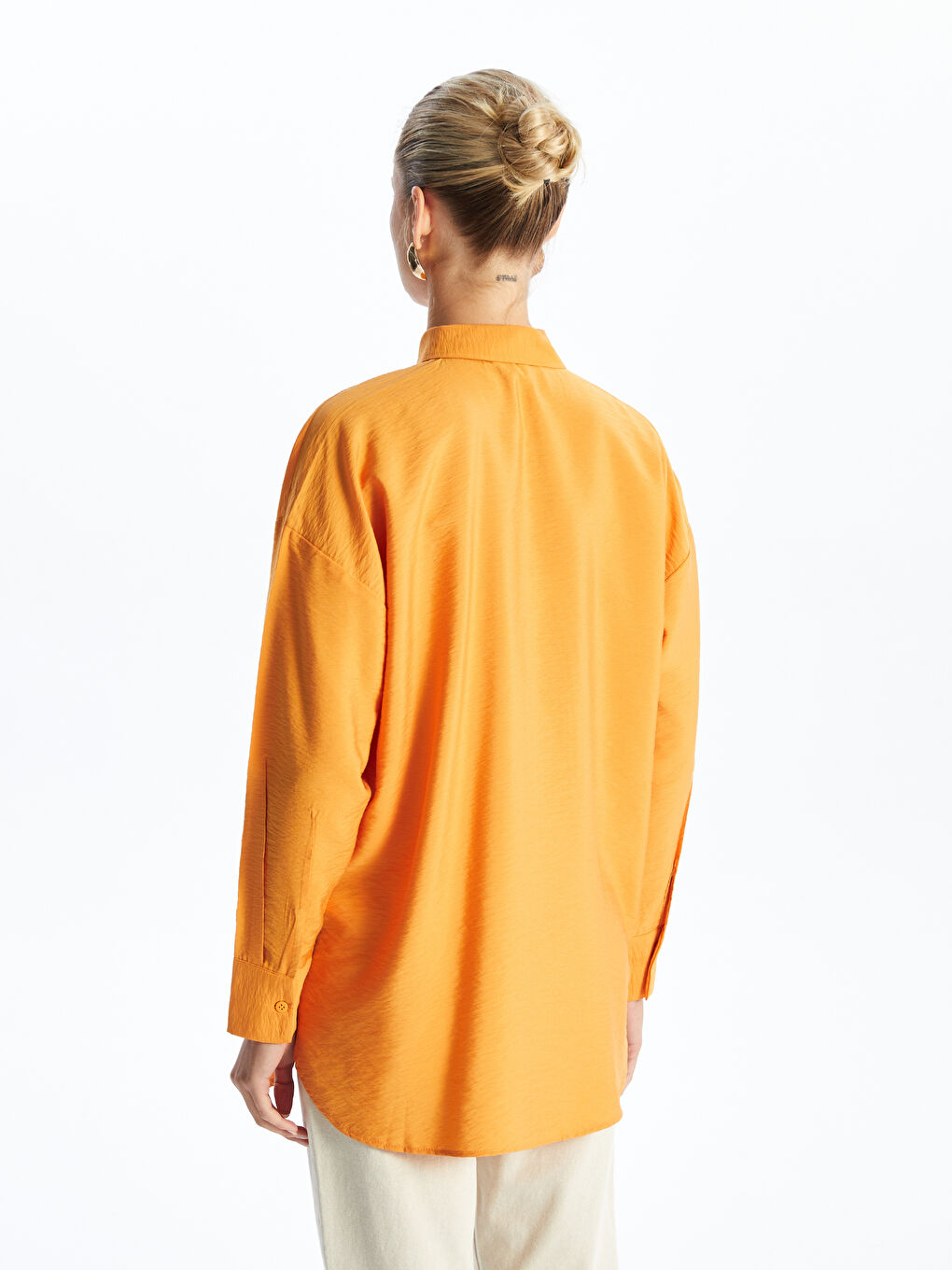 تونيك قميص سادة واسع للسيدات-4