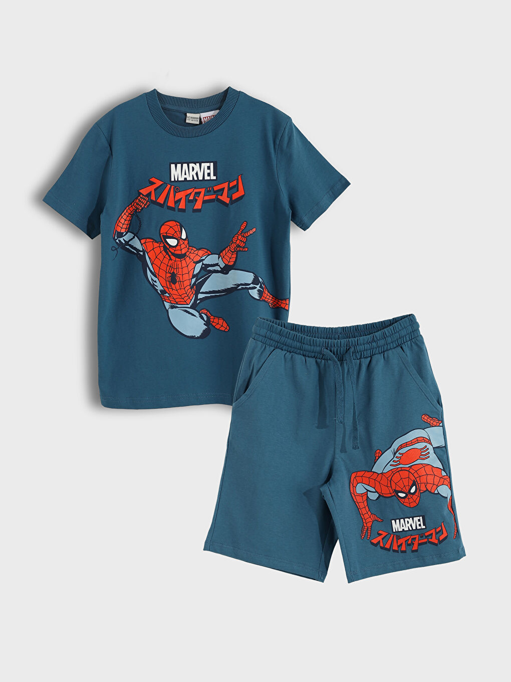 Crew Neck Spider-Man Printed Short Sleeve Boys' T-Shirt and Shorts-1