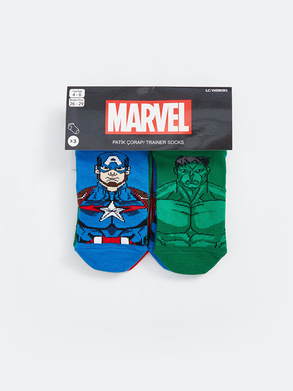 LCW Kids Chaussettes d'entraînement à motifs Spider-Man pour Garçons, Lot de 3 pièces -S4H171Z4-K00
