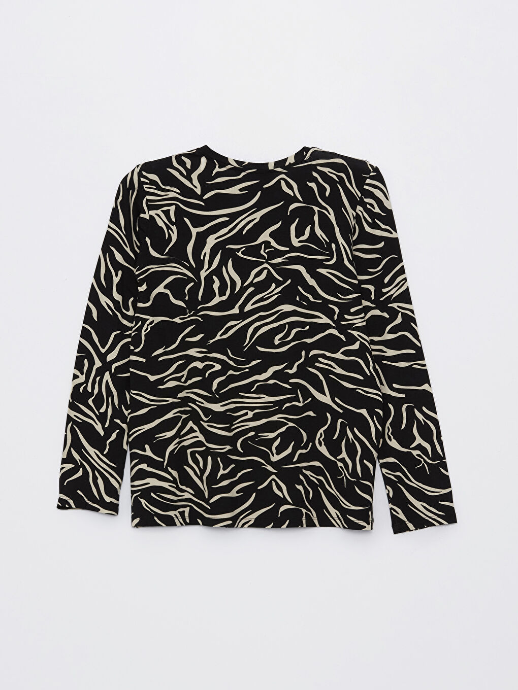 تيشيرت كم طويل منقوش بياقة دائرية للسيدات-6