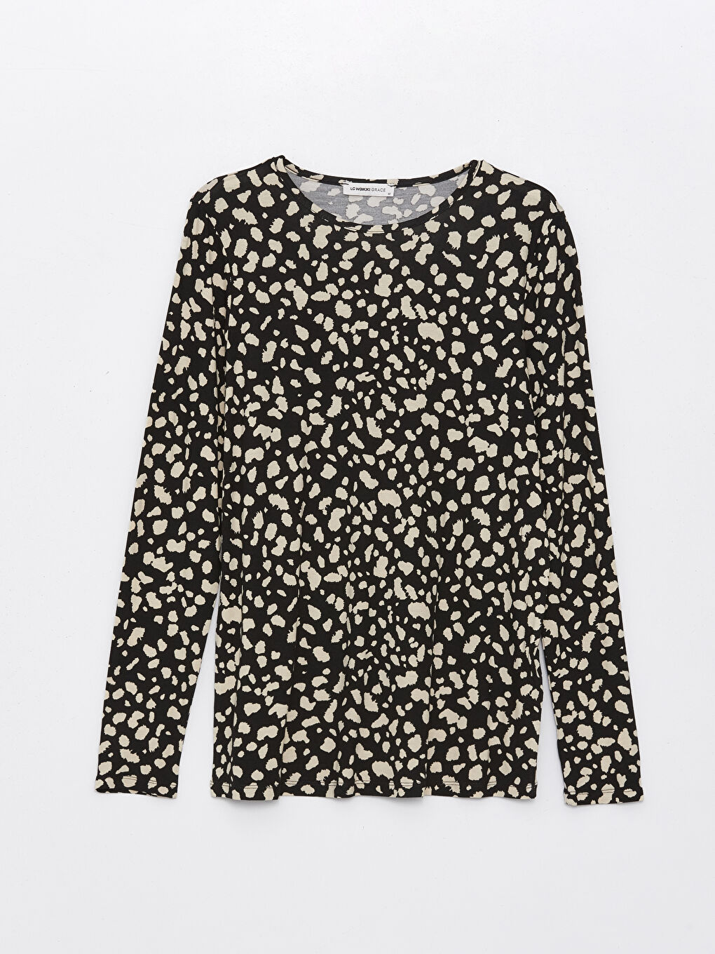 Crew Neck Patterned Long Sleeve Women's T-shirt -S4H188Z8-SW5