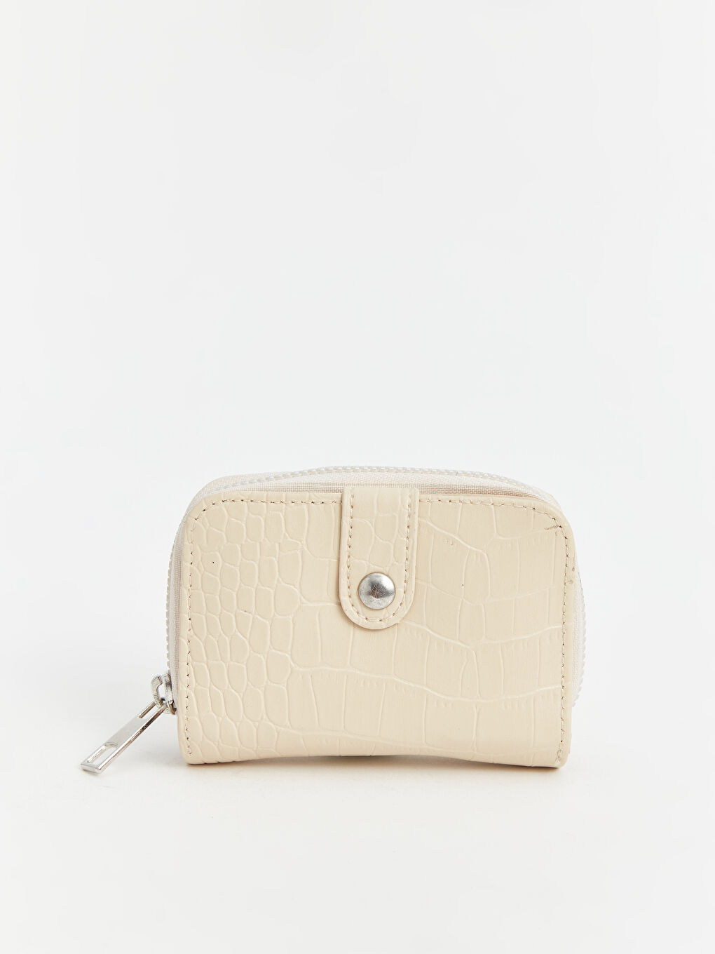 Ekru Deri Görünümlü Kadın Cüzdan