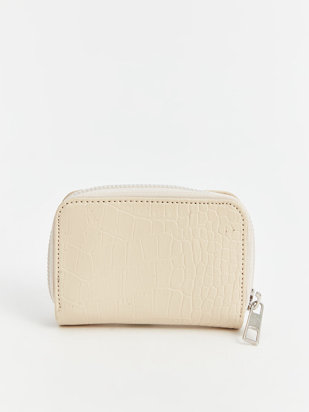 Ekru Deri Görünümlü Kadın Cüzdan-2