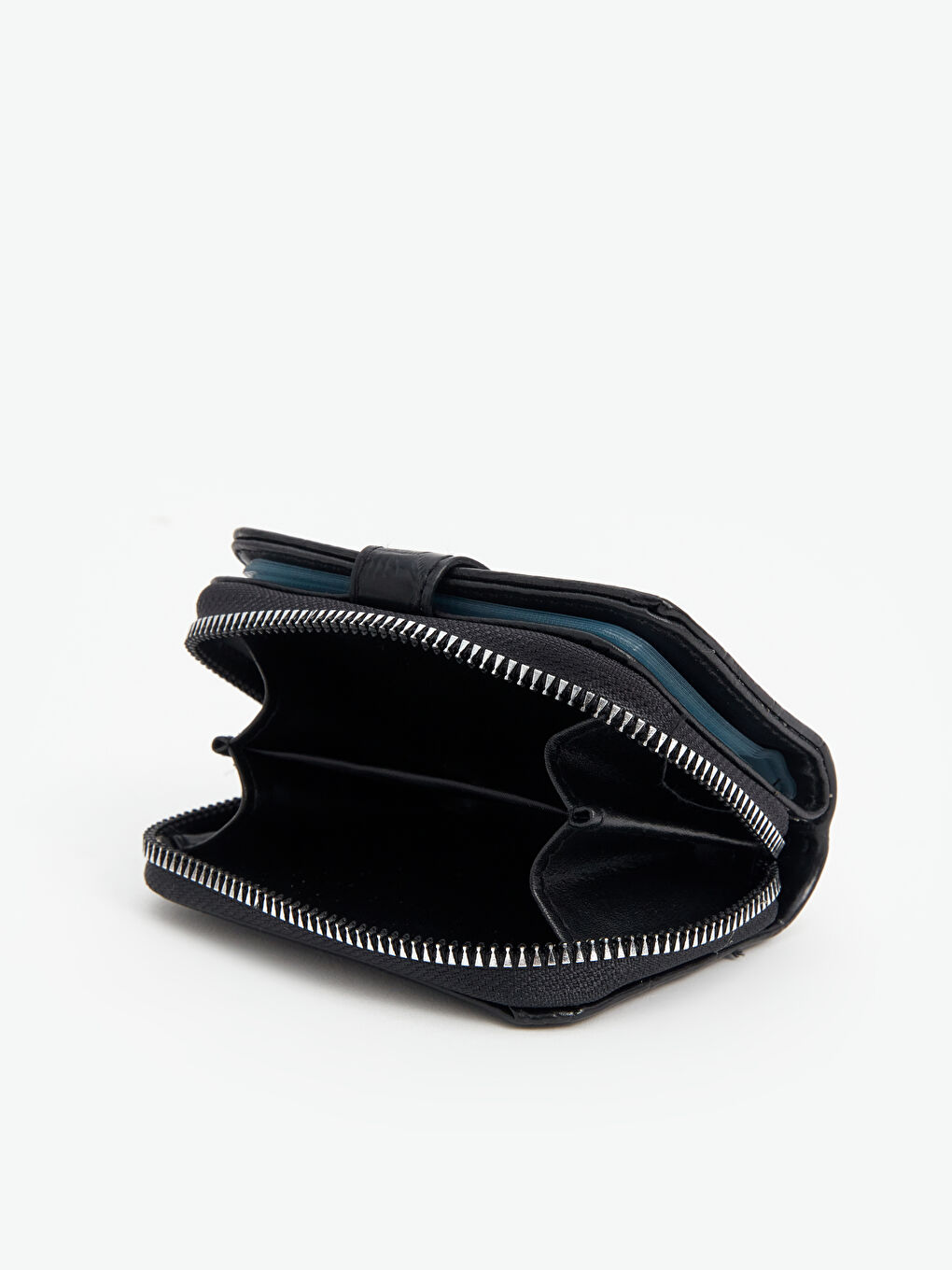 Siyah Deri Görünümlü Kadın Cüzdan-4