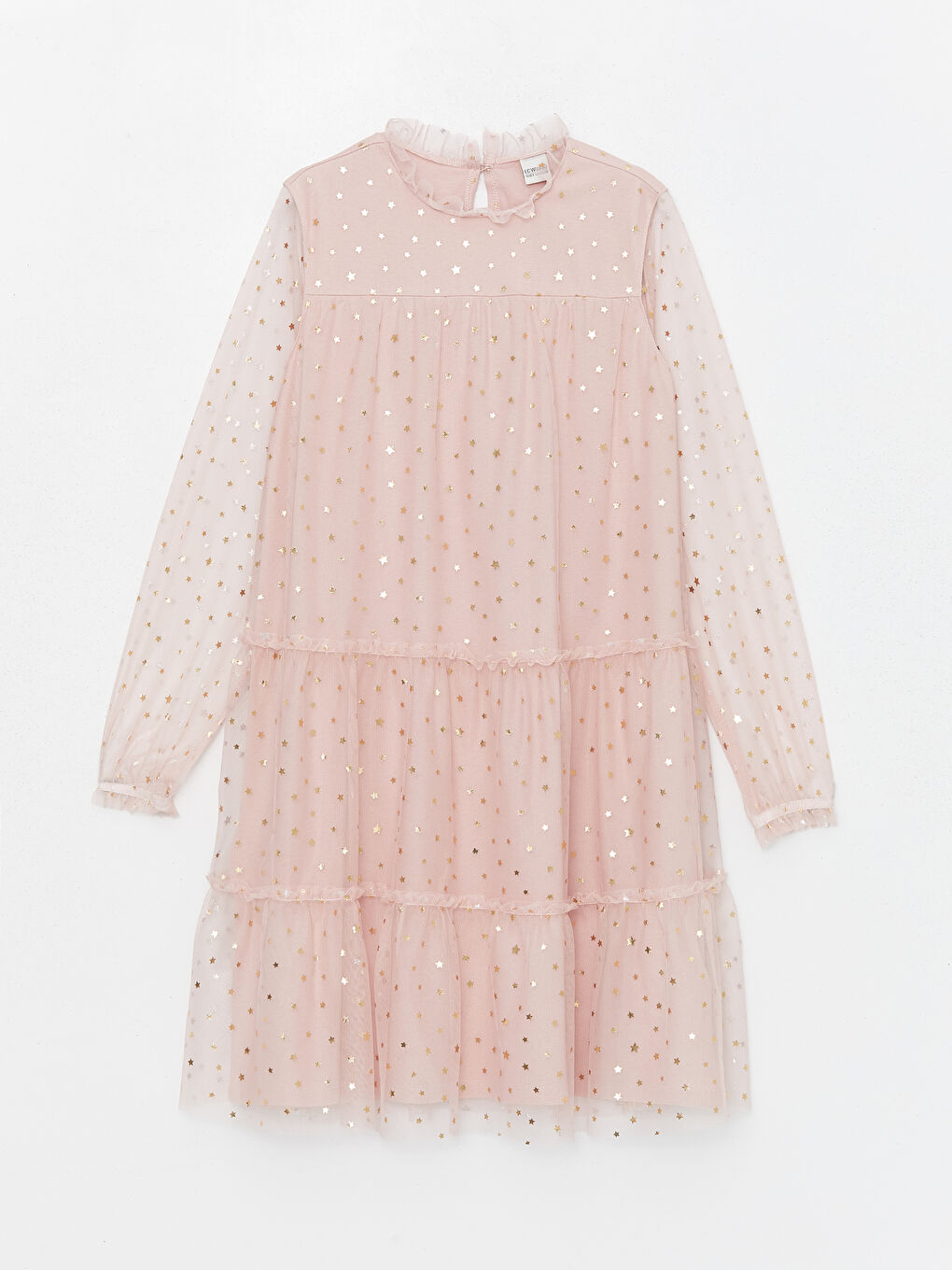 High Collar Printed Girl's Tulle Dress -S4H253Z4-LSZ