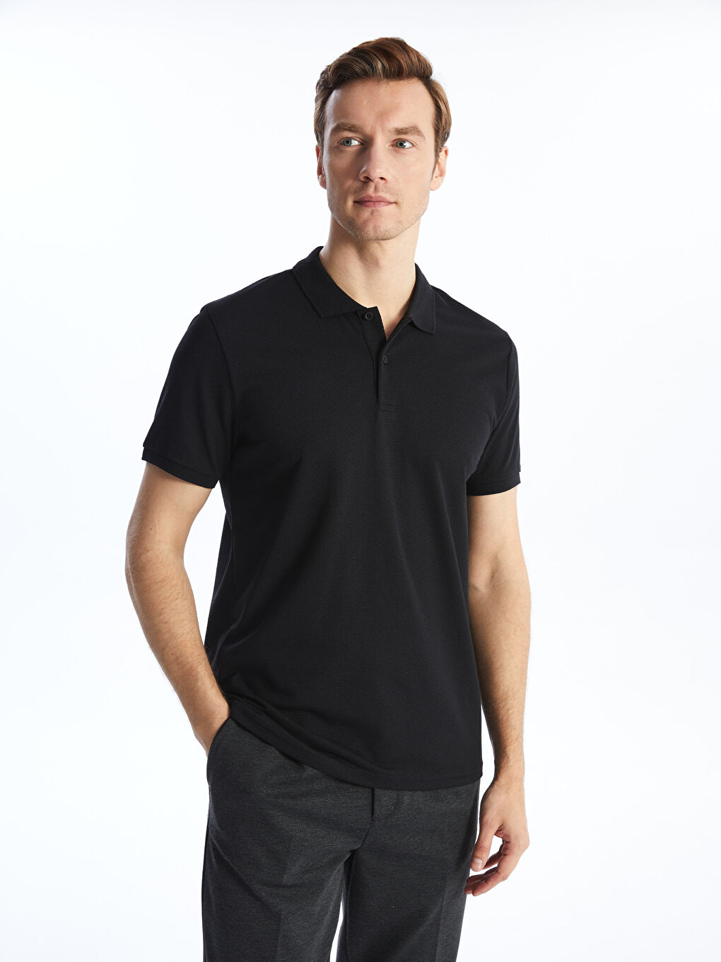 Polo Neck Short Sleeve Pique Men's T-Shirt-1