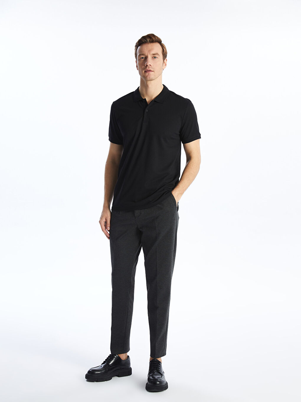 Polo Neck Short Sleeve Pique Men's T-Shirt-2