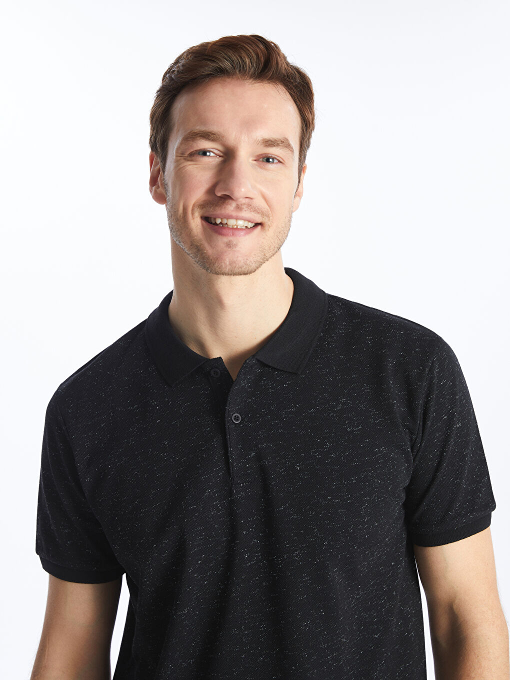 Siyah Polo Yaka Kısa Kollu Pike Erkek Tişört