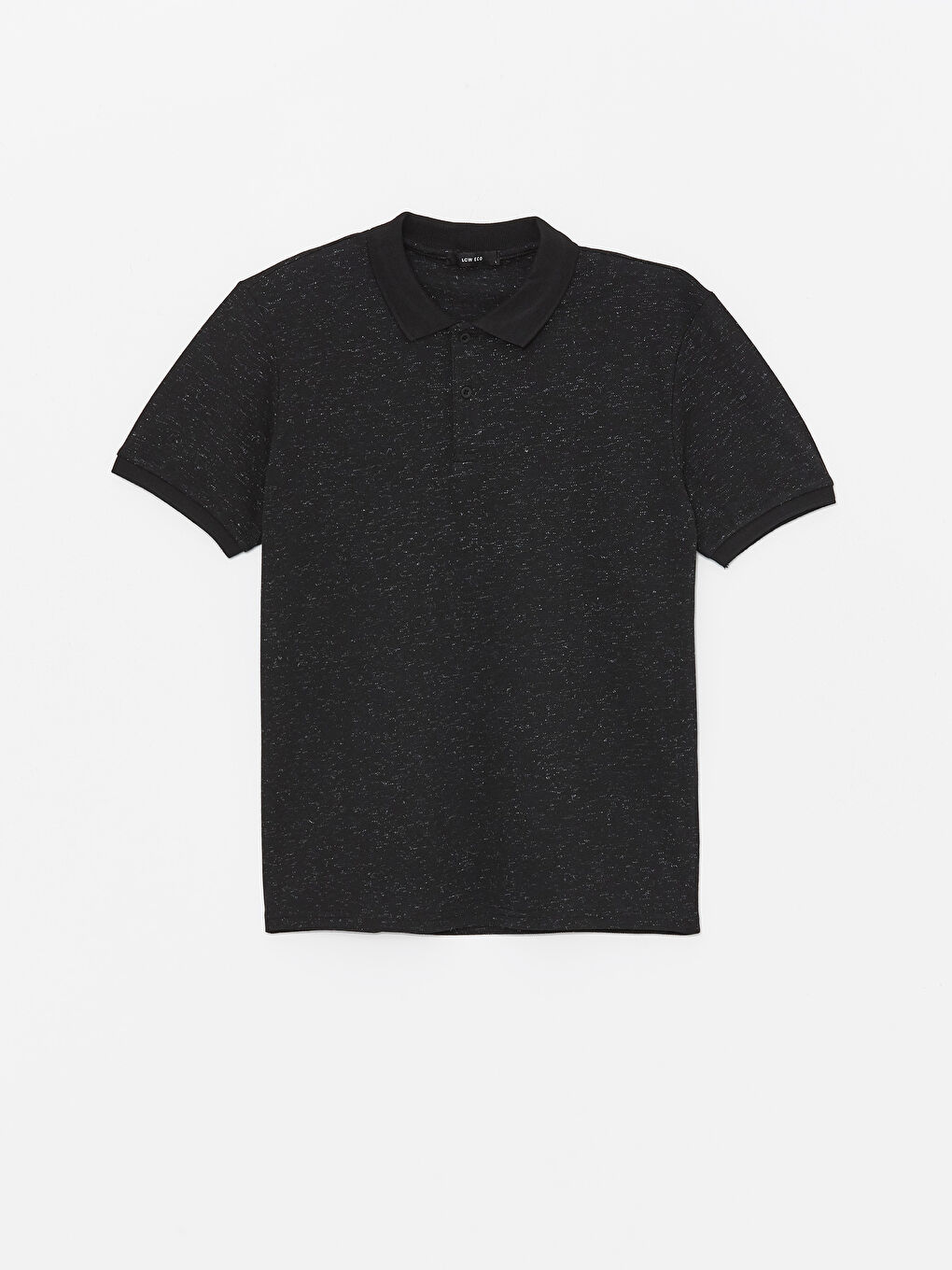 Siyah Polo Yaka Kısa Kollu Pike Erkek Tişört-5