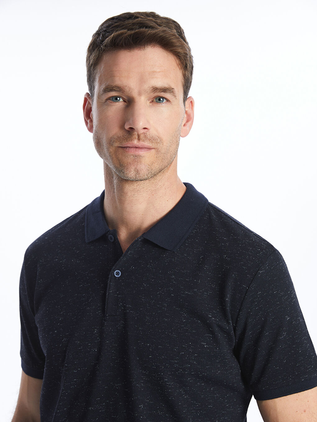 Lacivert Polo Yaka Kısa Kollu Pike Erkek Tişört