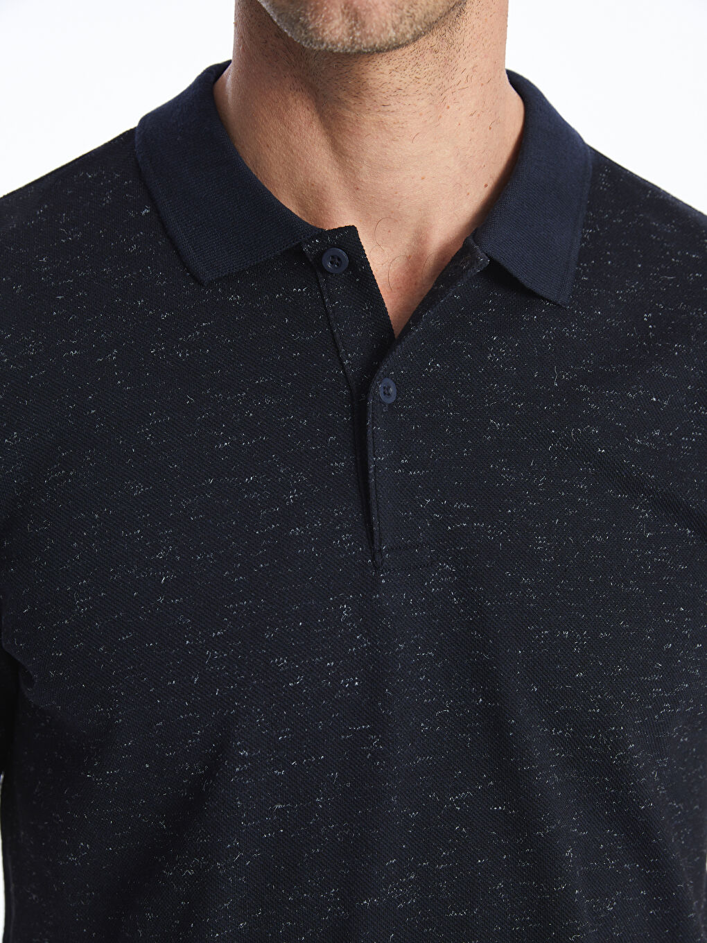 Lacivert Polo Yaka Kısa Kollu Pike Erkek Tişört-3