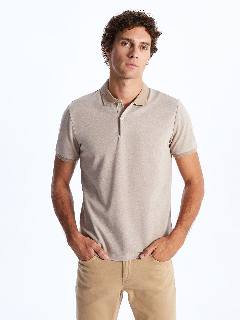 Kahverengi Polo Yaka Kısa Kollu Pike Erkek Tişört
