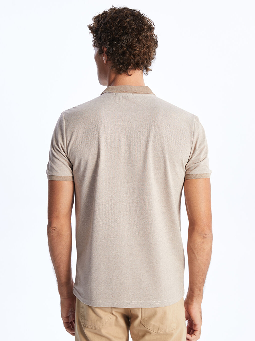 Kahverengi Polo Yaka Kısa Kollu Pike Erkek Tişört-4