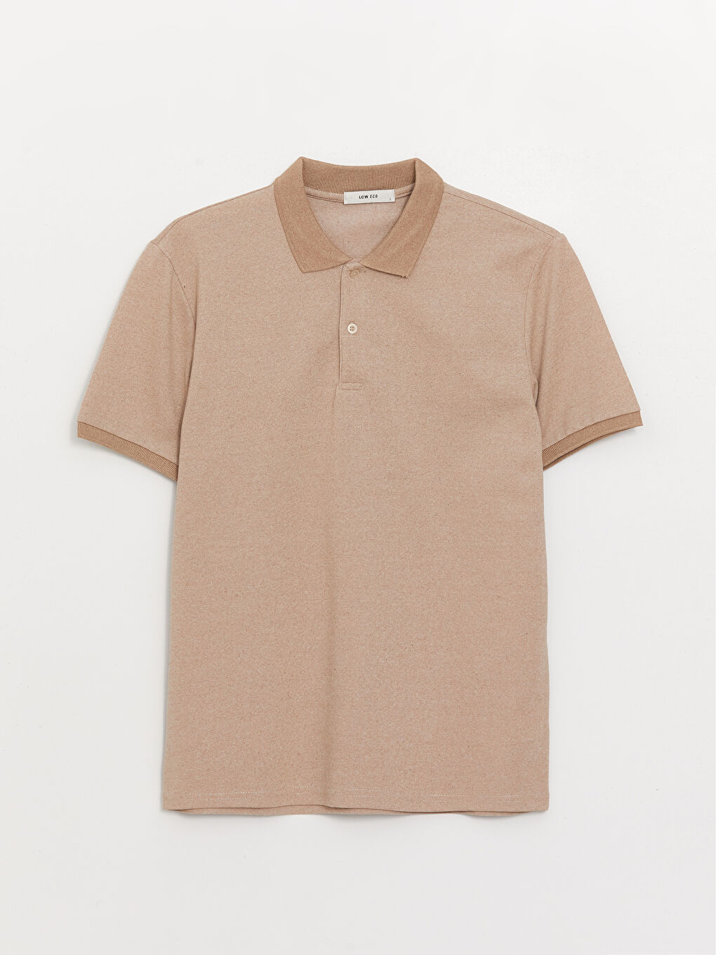 Kahverengi Polo Yaka Kısa Kollu Pike Erkek Tişört-5