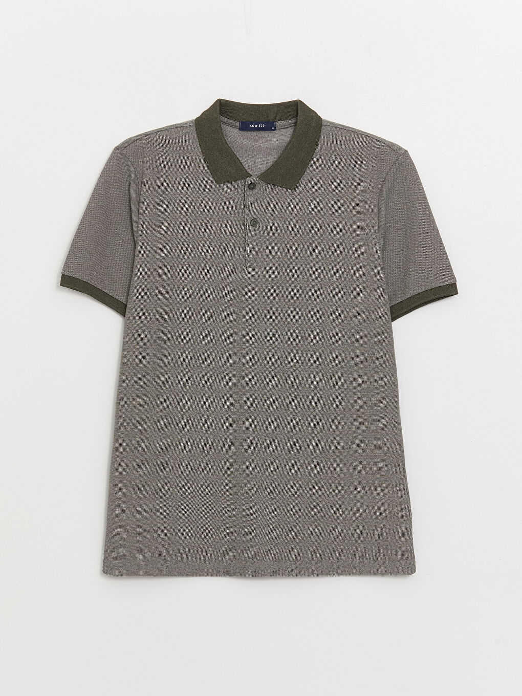 Haki Polo Yaka Kısa Kollu Pike Erkek Tişört-5