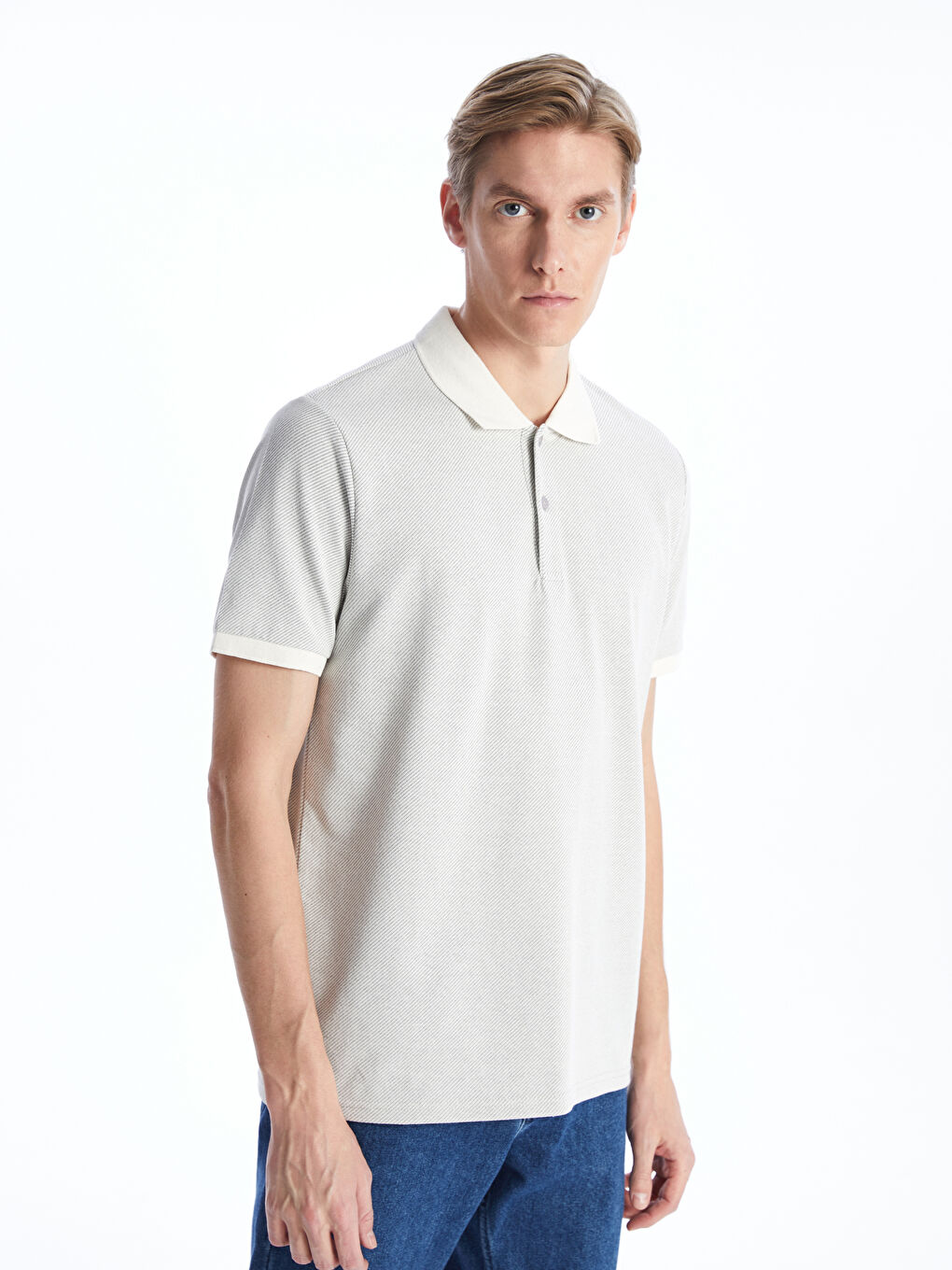 Polo Neck Short Sleeve Pique Men's T-Shirt-1