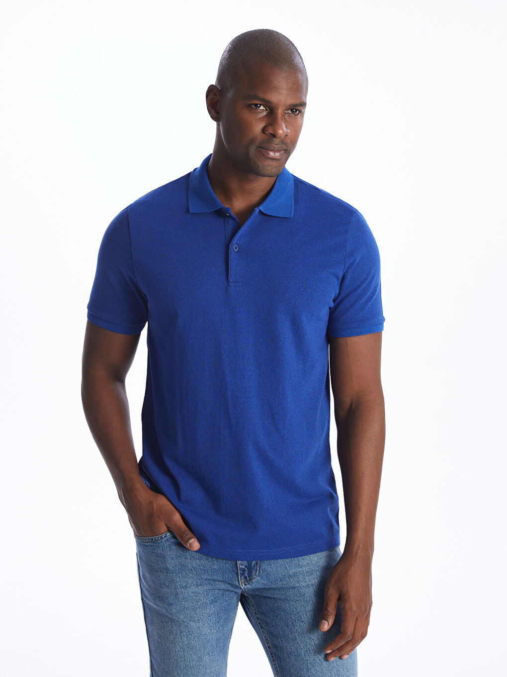 Mavi Polo Yaka Kısa Kollu Pike Erkek Tişört