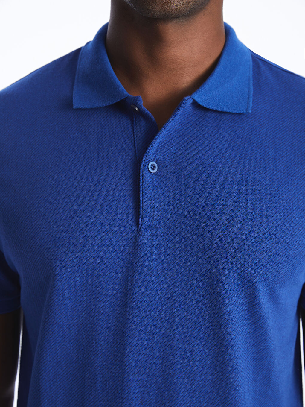 Mavi Polo Yaka Kısa Kollu Pike Erkek Tişört-3