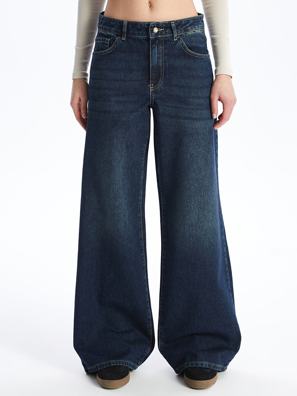 İndigo Wideleg Kadın Jean Pantolon-2