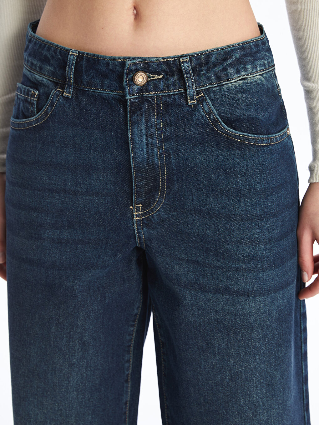 İndigo Wideleg Kadın Jean Pantolon-3