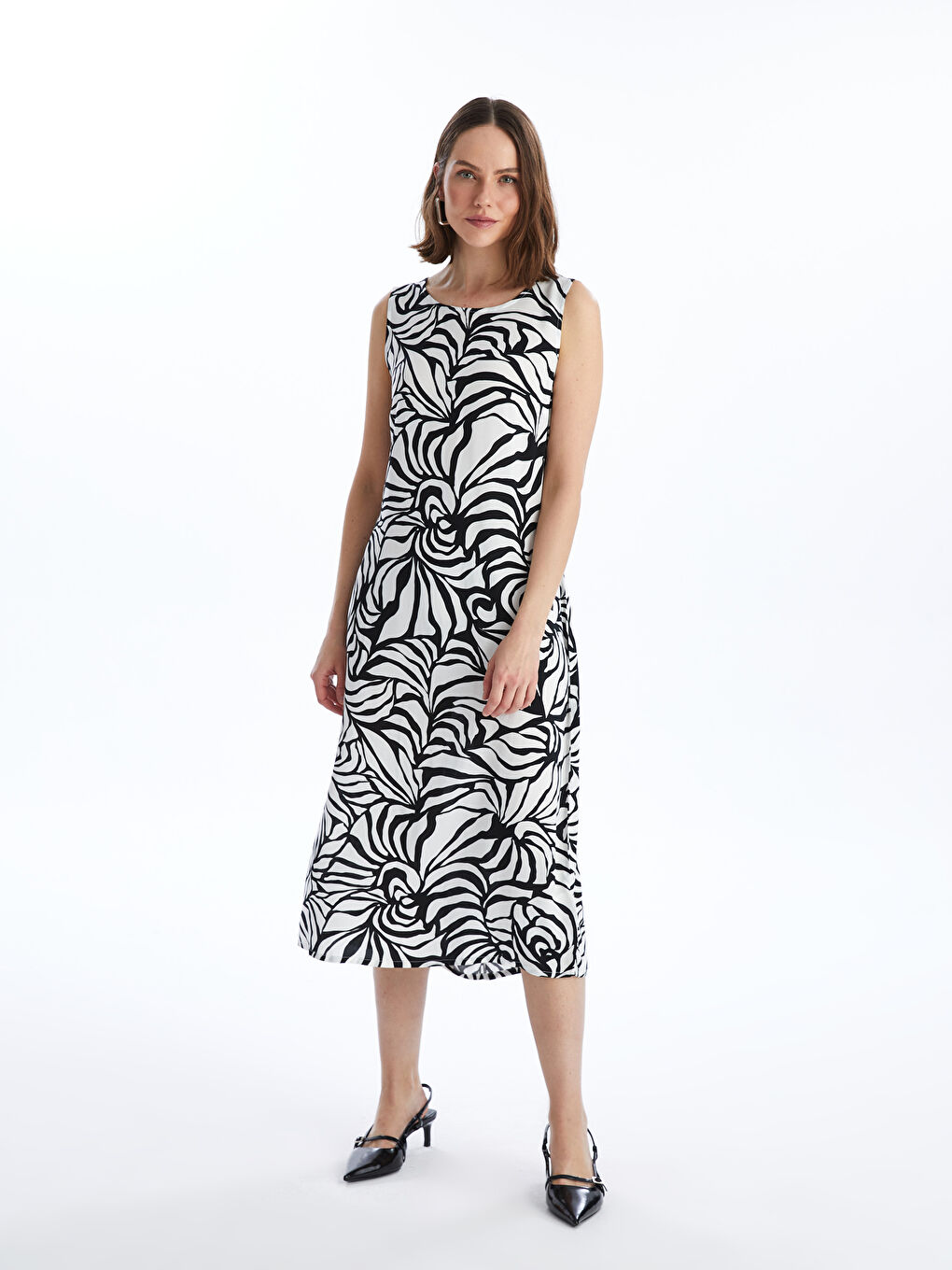 Crew Neck Patterned Women's Dress-1