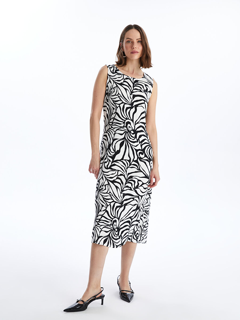 Crew Neck Patterned Women's Dress-2