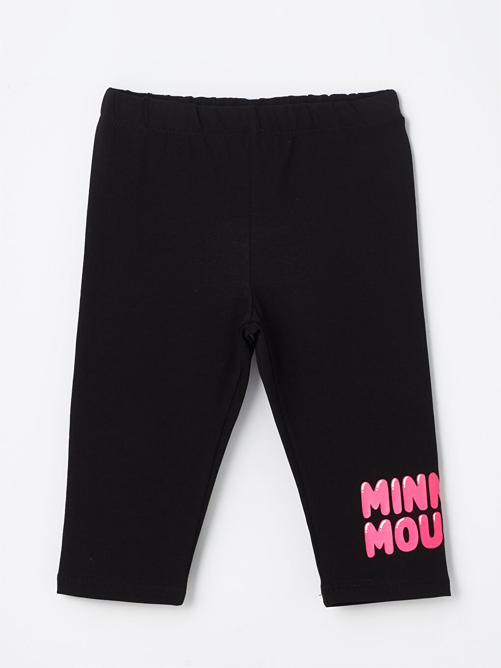 Siyah Beli Lastikli Minnie Mouse Baskılı Kız Bebek Tayt