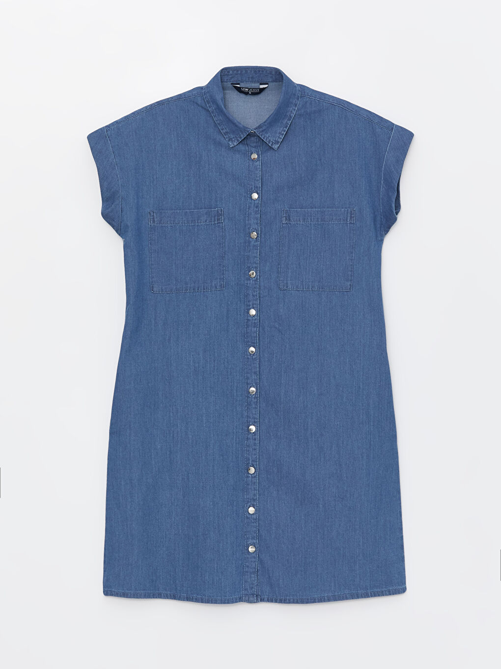 Plain Short Sleeve Women's Denim Shirt Dress -S4H363Z8-563