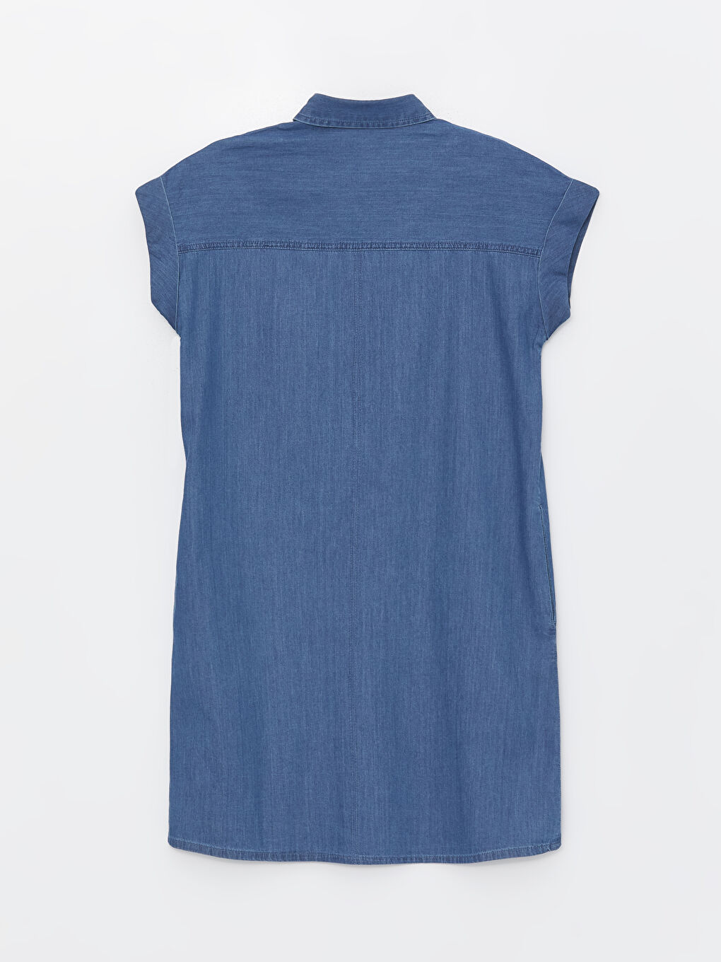 Plain Short Sleeve Women's Denim Shirt Dress -S4H363Z8-563