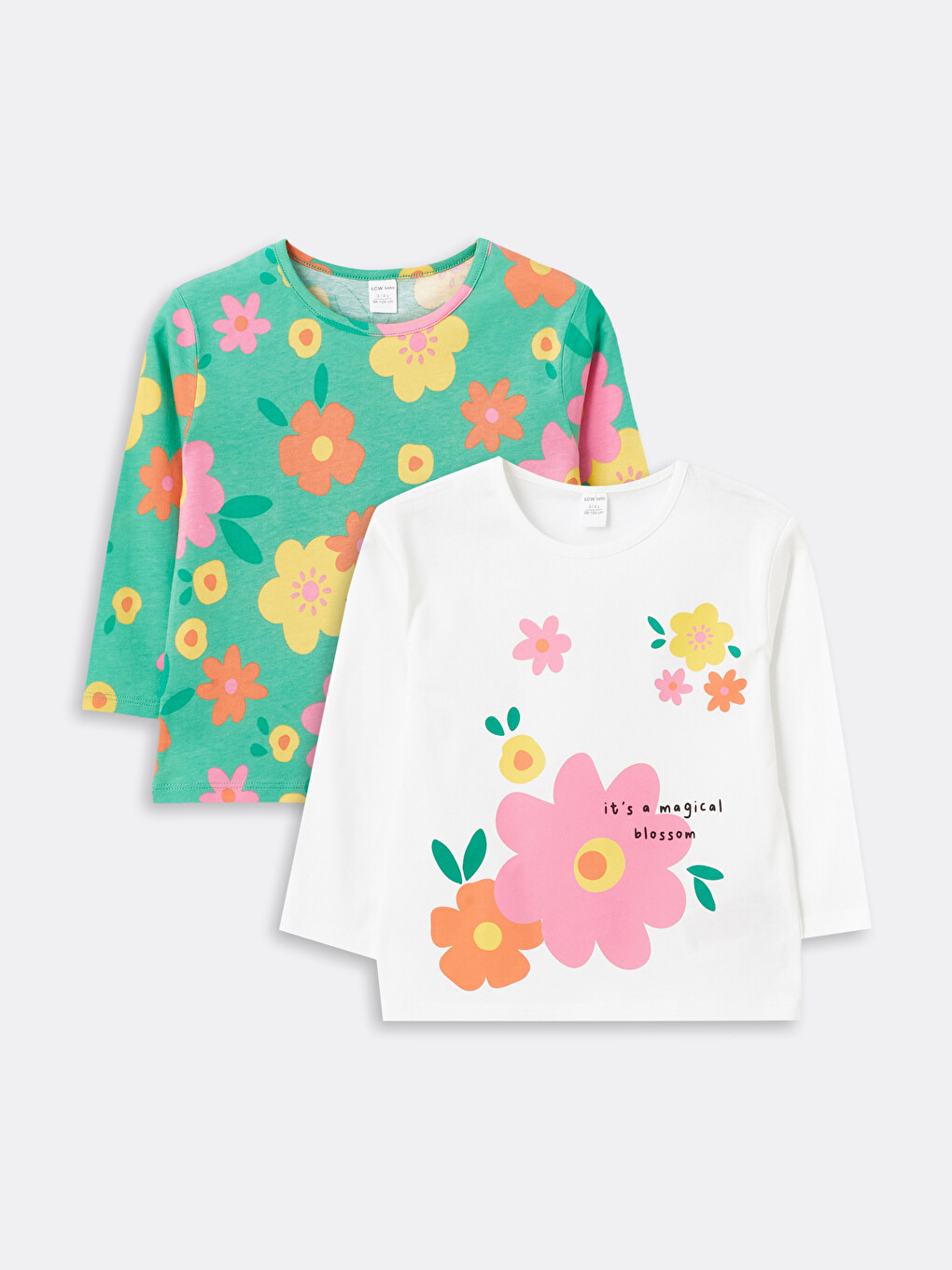 Crew Neck Long Sleeve Baby Girls' T-Shirt 2 Pack
