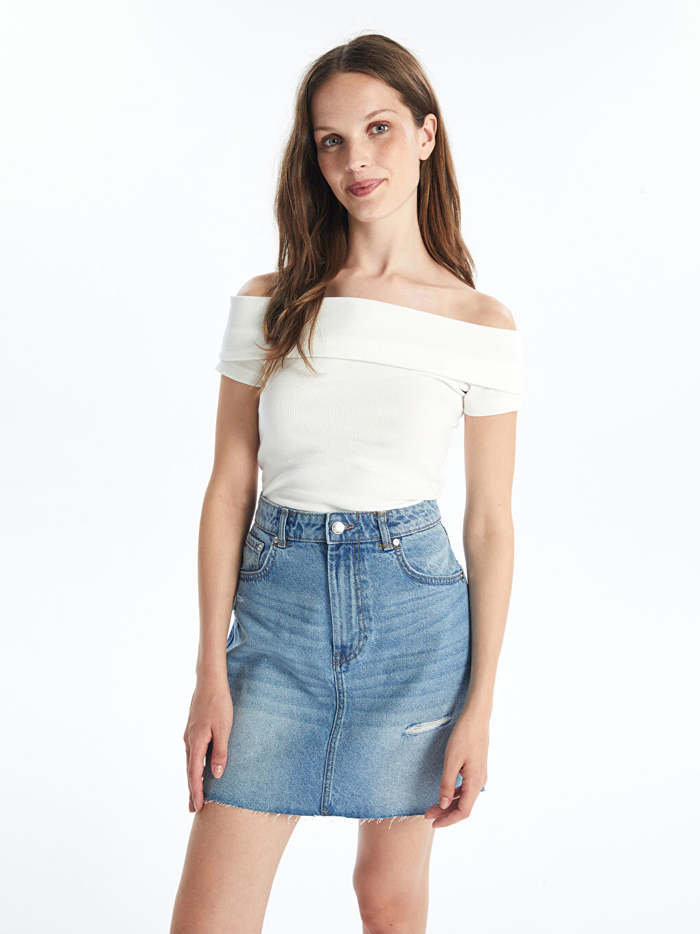 Regular Fit Women's Denim Skirt -S4H405Z8-507