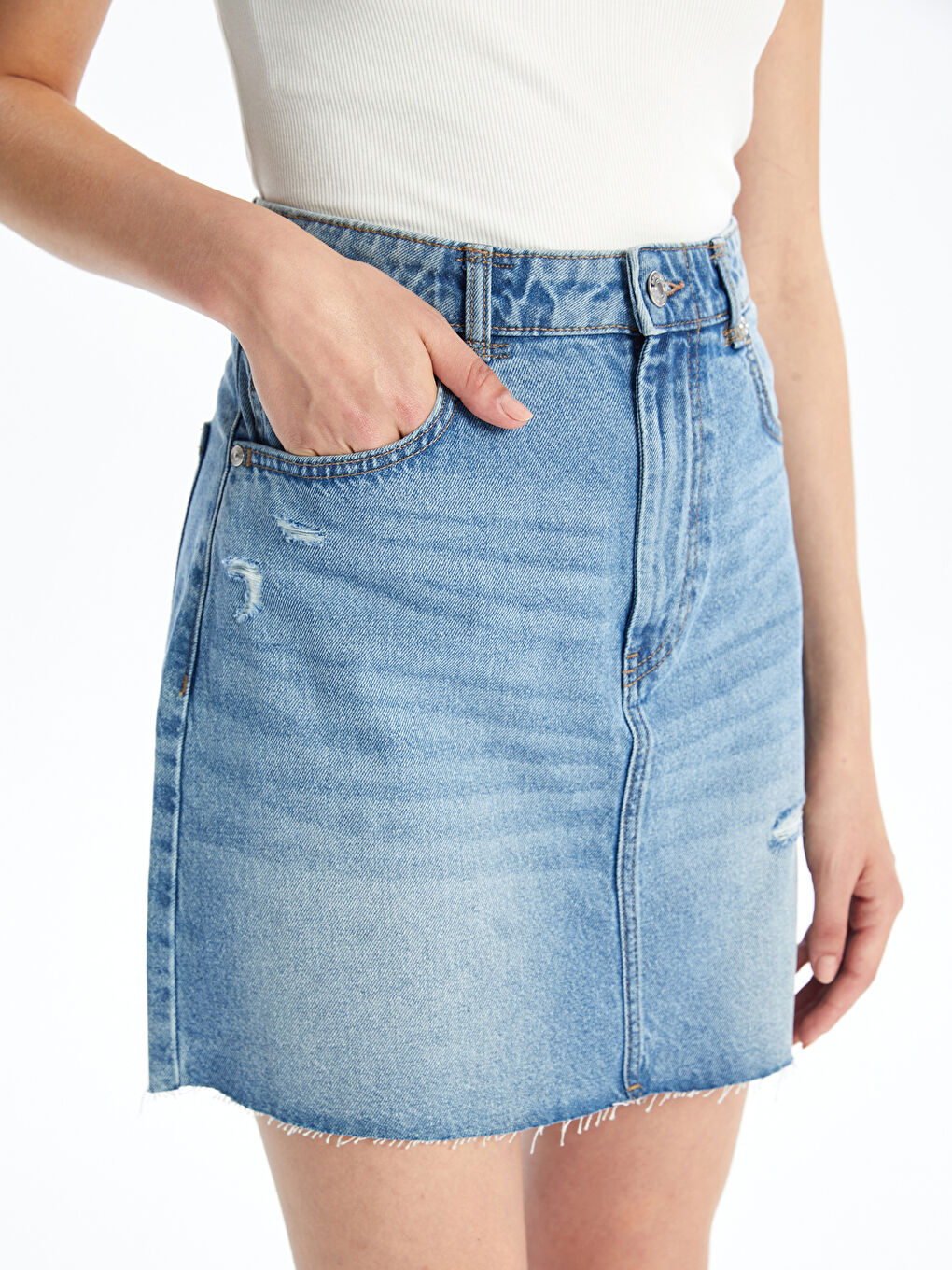 Regular Fit Women's Denim Skirt -S4H405Z8-507
