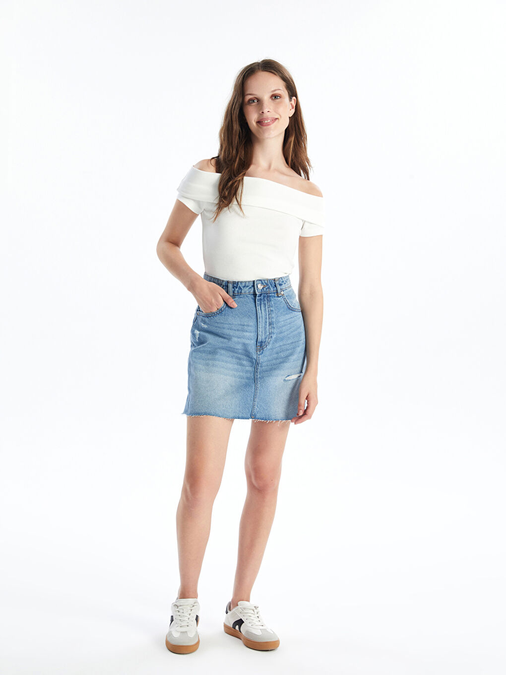 Regular Fit Women's Denim Skirt -S4H405Z8-507