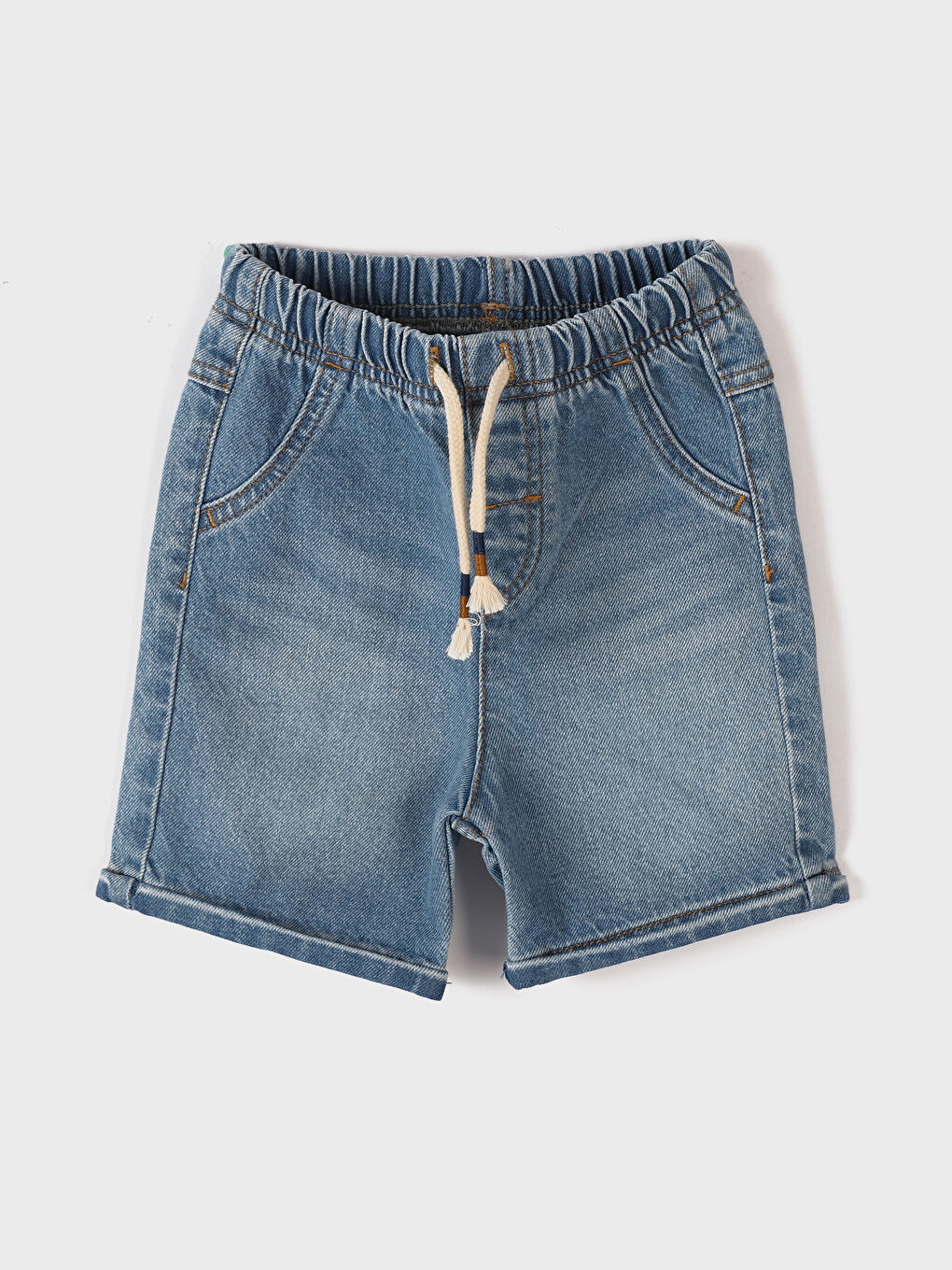 Baggy Fit Elasticated Waist Basic Baby Boys' Denim Shorts