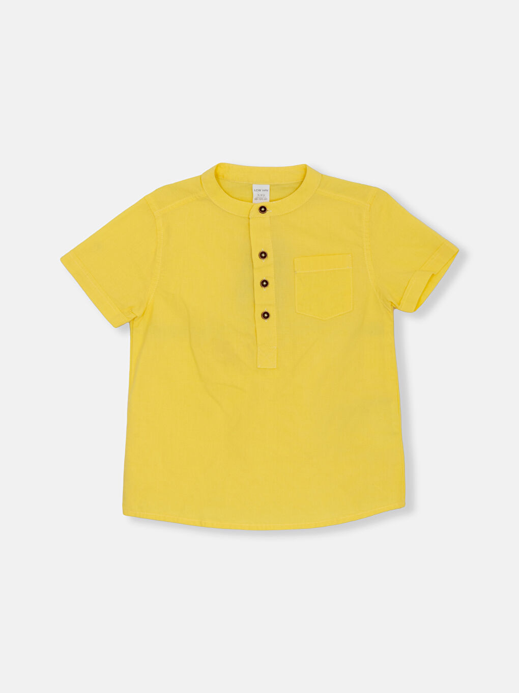 LCW Kids Grandad Collar Short Sleeve Basic Baby Boys' Shirt -S4H423Z1-FTT