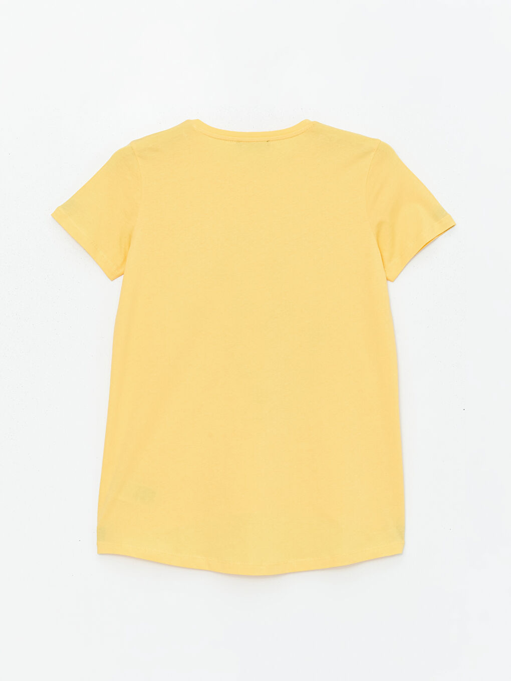 Sarı Bisiklet Yaka Baskılı Kısa Kollu Kadın Tişört-6