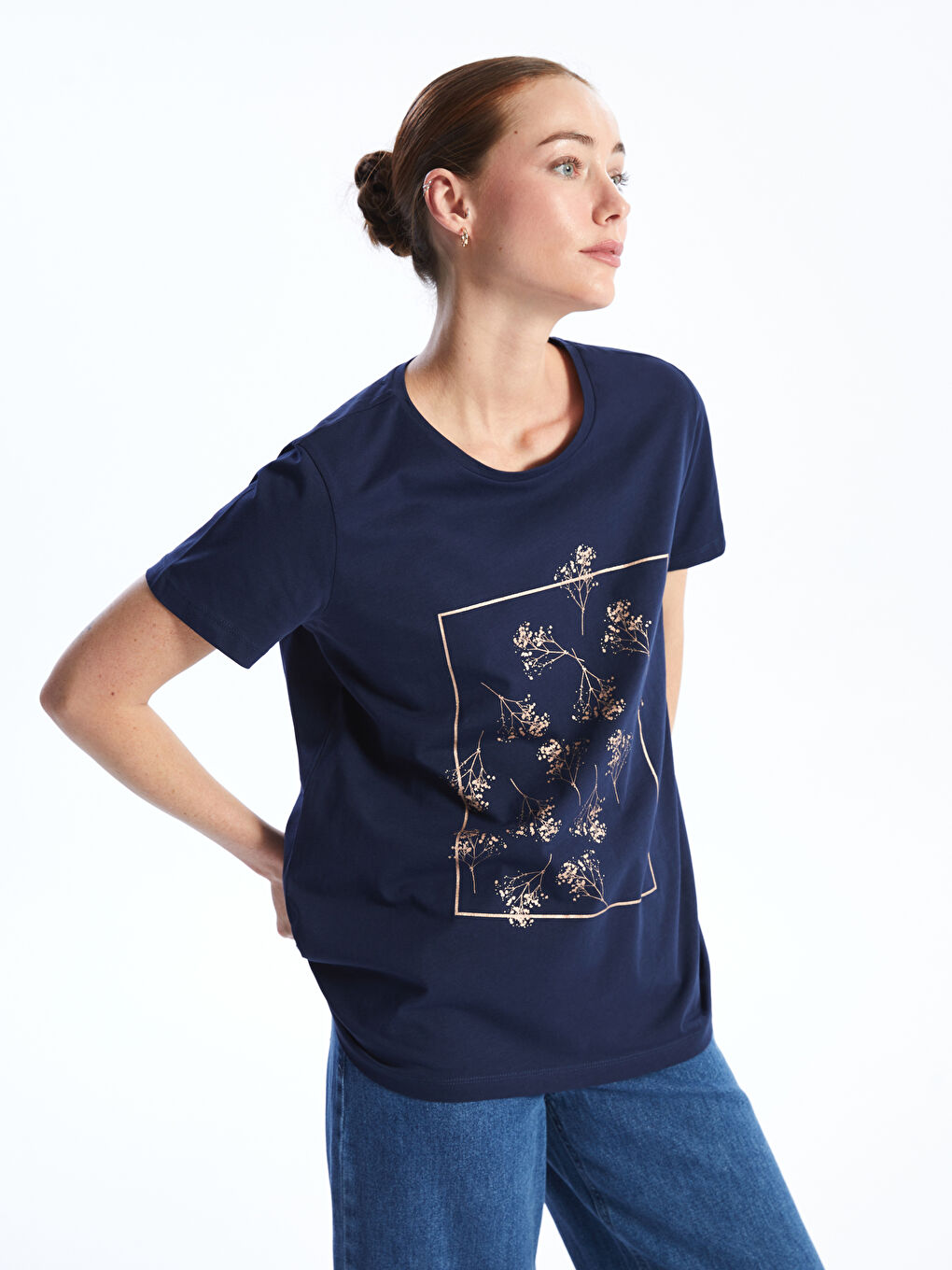 Crew Neck Printed Short Sleeve Women's T-Shirt