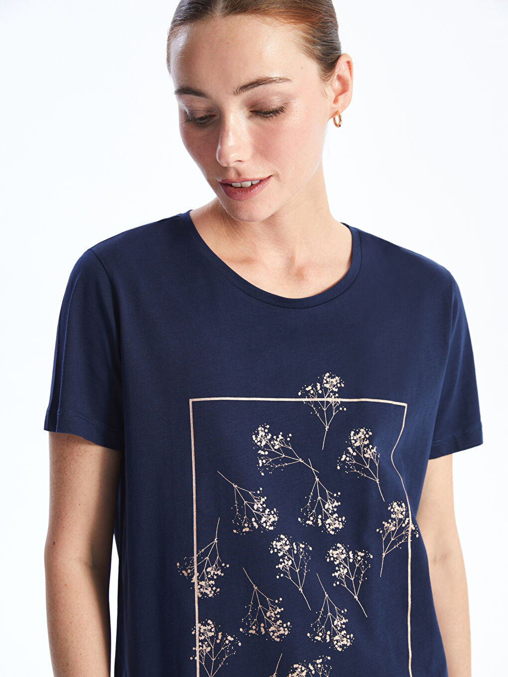 Crew Neck Printed Short Sleeve Women's T-Shirt-1