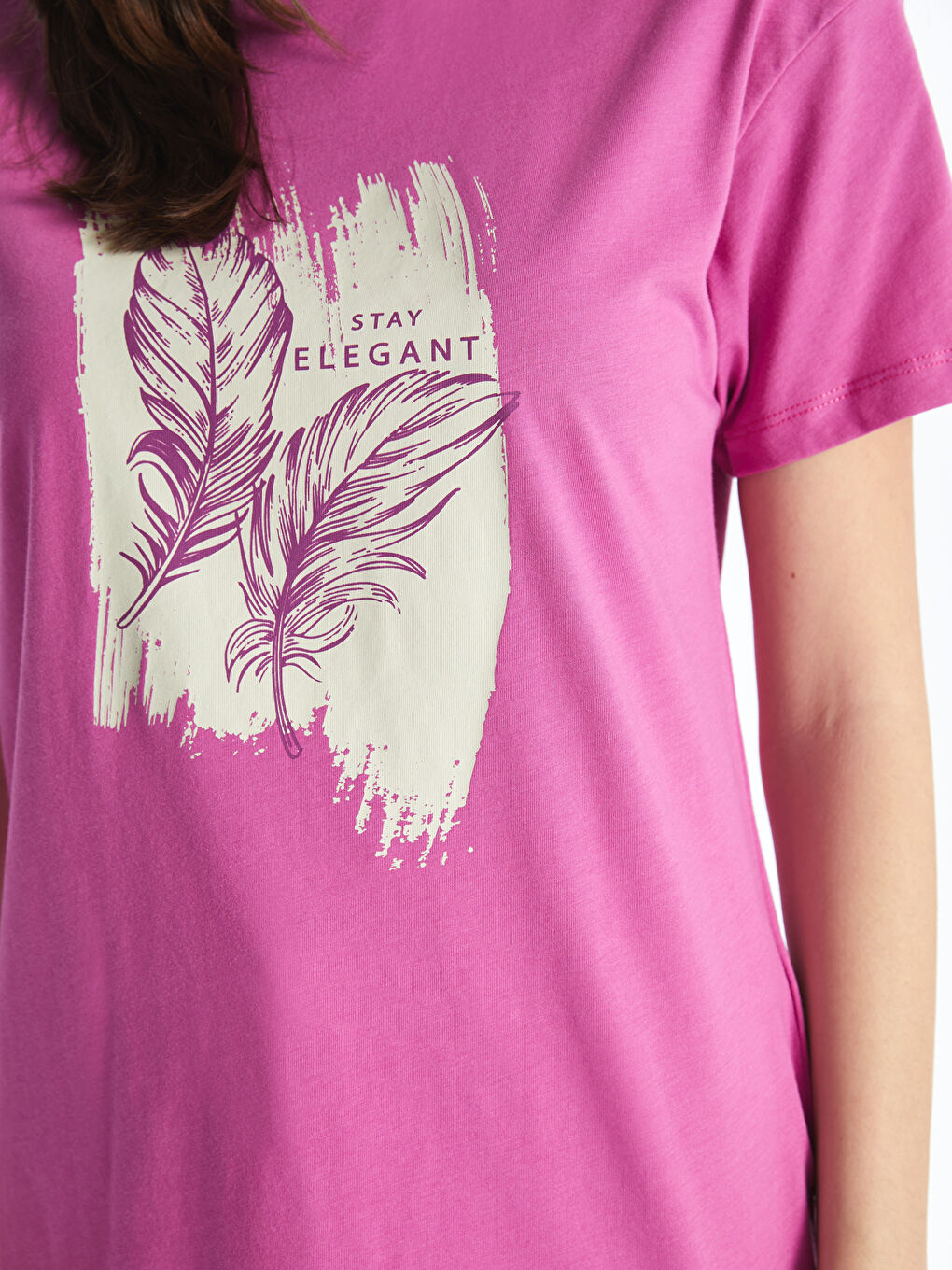 T-shirt à manches courtes imprimé à col rond pour femmes-3