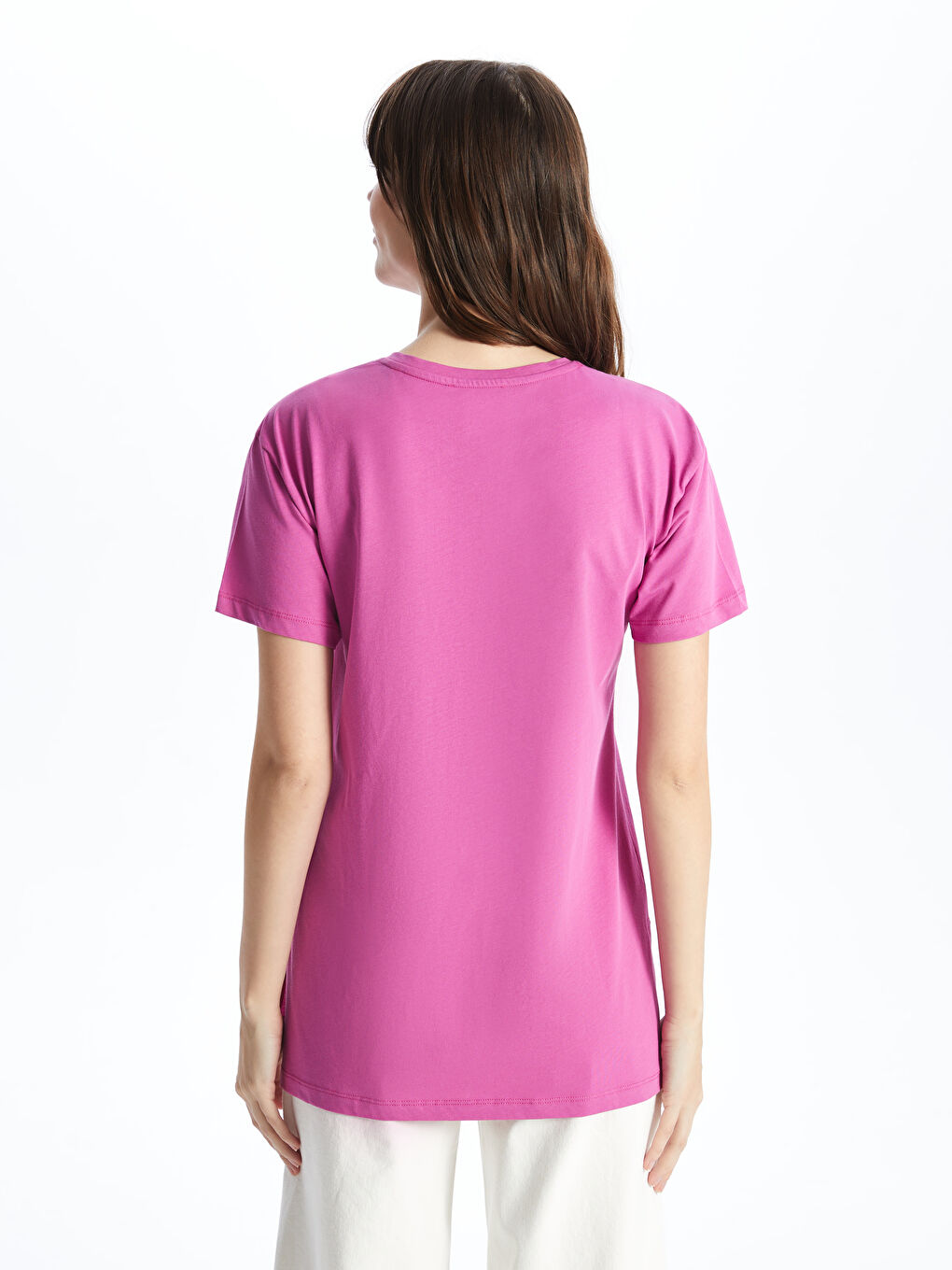 T-shirt à manches courtes imprimé à col rond pour femmes-4